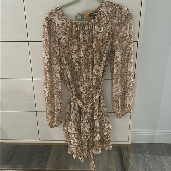 Express Brown and White Floral Dress - Picture 5 of 6